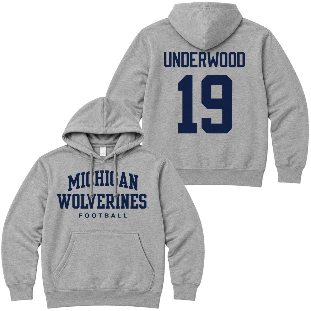Valiant University of Michigan Football Bryce Underwood #19 Wolverines Hooded Sweatshirt