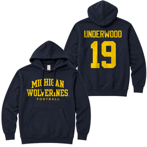 Valiant University of Michigan Football Bryce Underwood #19 Wolverines Hooded Sweatshirt