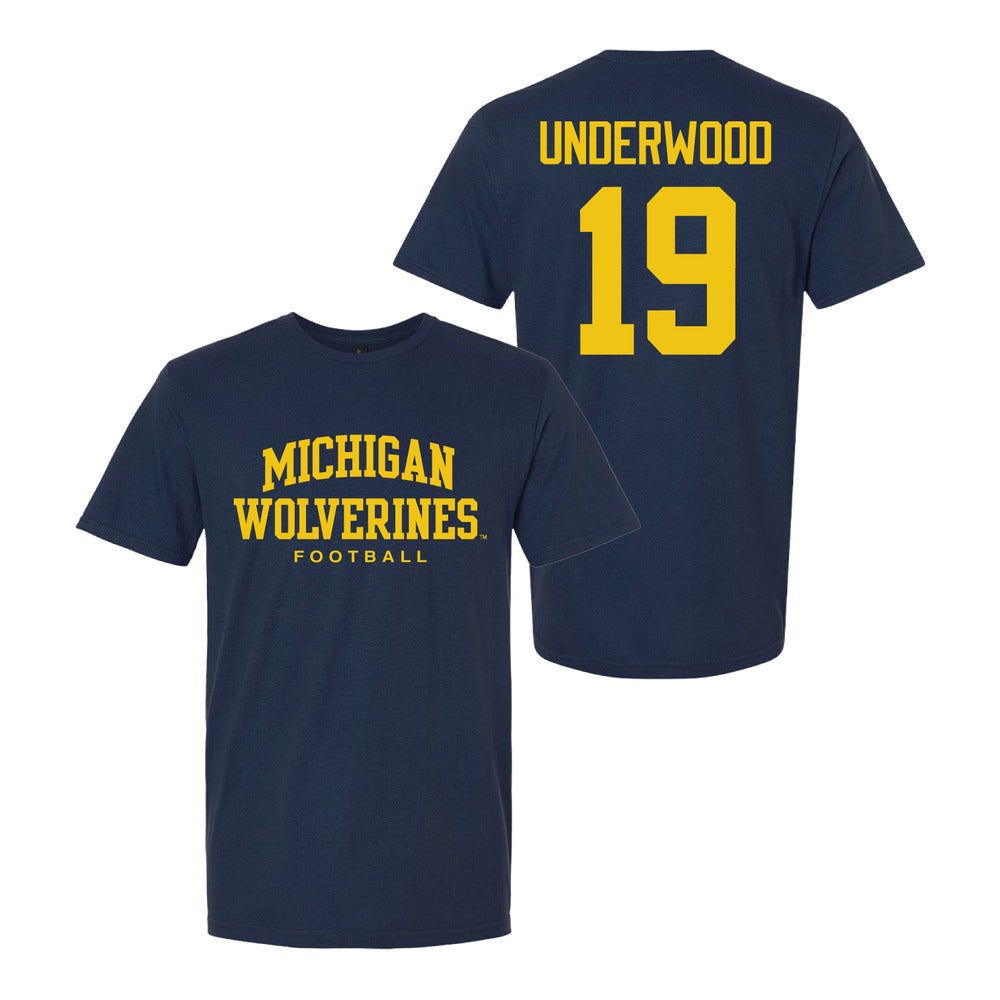 Valiant University of Michigan Football Bryce Underwood #19 Wolverines Sport Tee