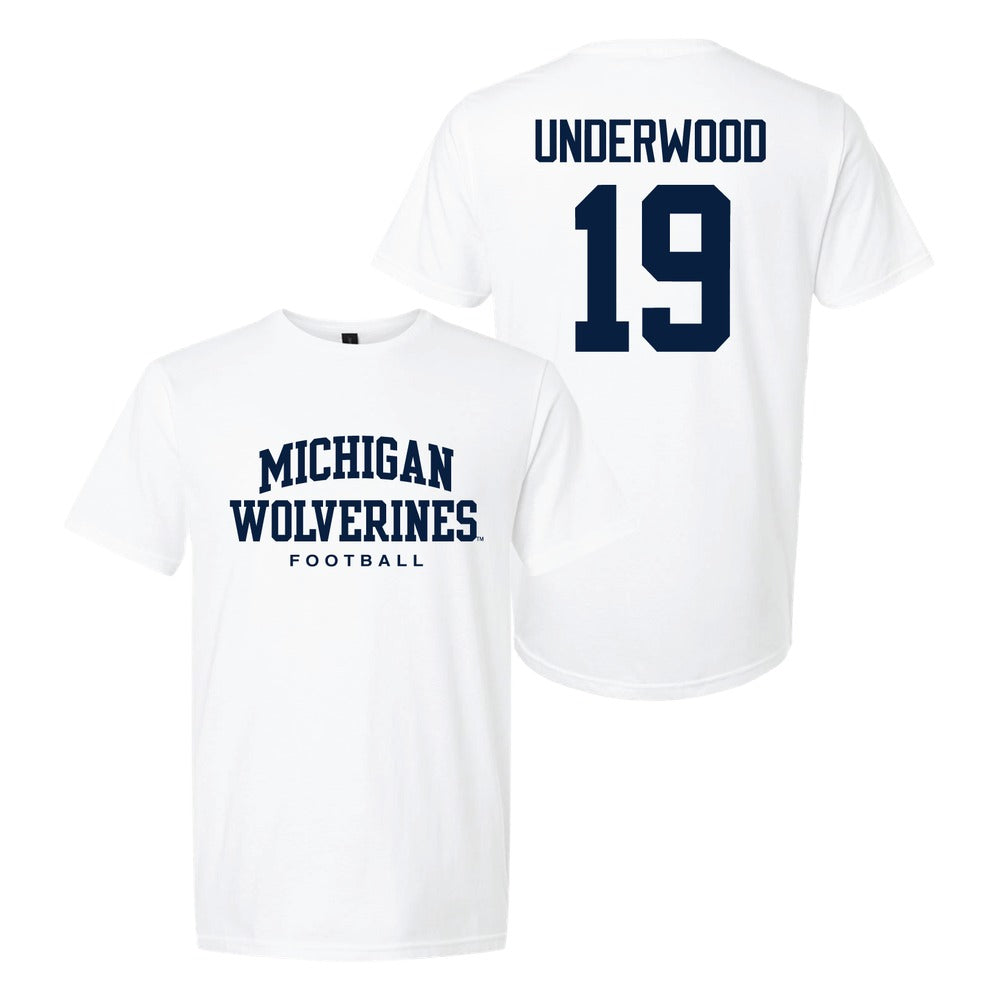Valiant University of Michigan Football Bryce Underwood #19 Wolverines Sport Tee