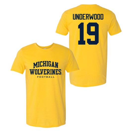 Valiant University of Michigan Football Bryce Underwood #19 Wolverines Sport Tee
