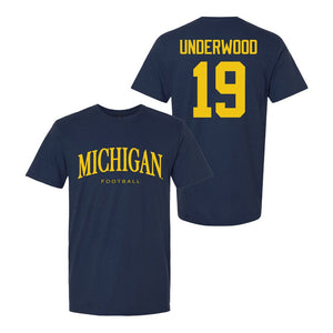 Valiant University of Michigan Football Bryce Underwood #19 Wordmark Sport Tee
