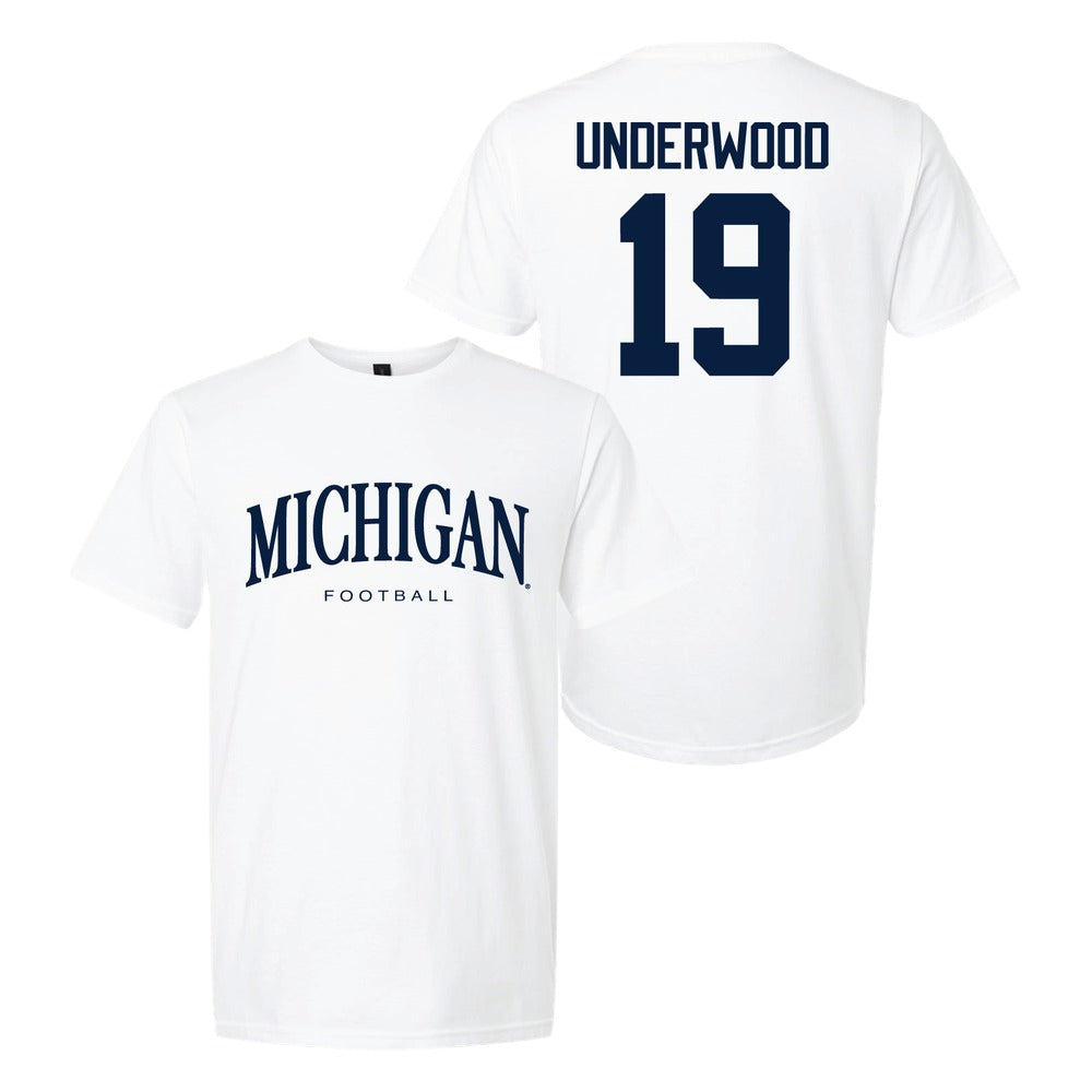 Valiant University of Michigan Football Bryce Underwood #19 Wordmark Sport Tee
