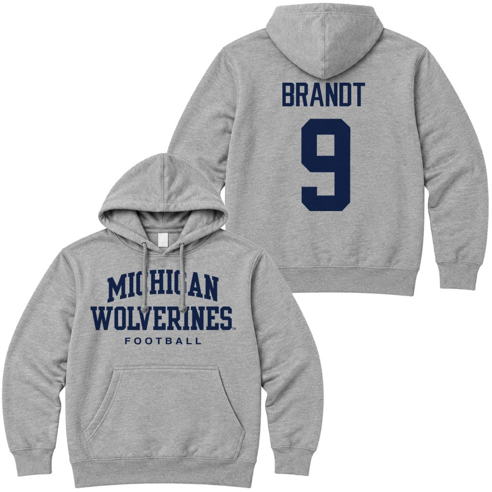 Valiant University of Michigan Football Cameron Brandt #9 Wolverines Hooded Sweatshirt