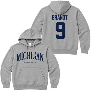 Valiant University of Michigan Football Cameron Brandt #9 Wordmark Hooded Sweatshirt