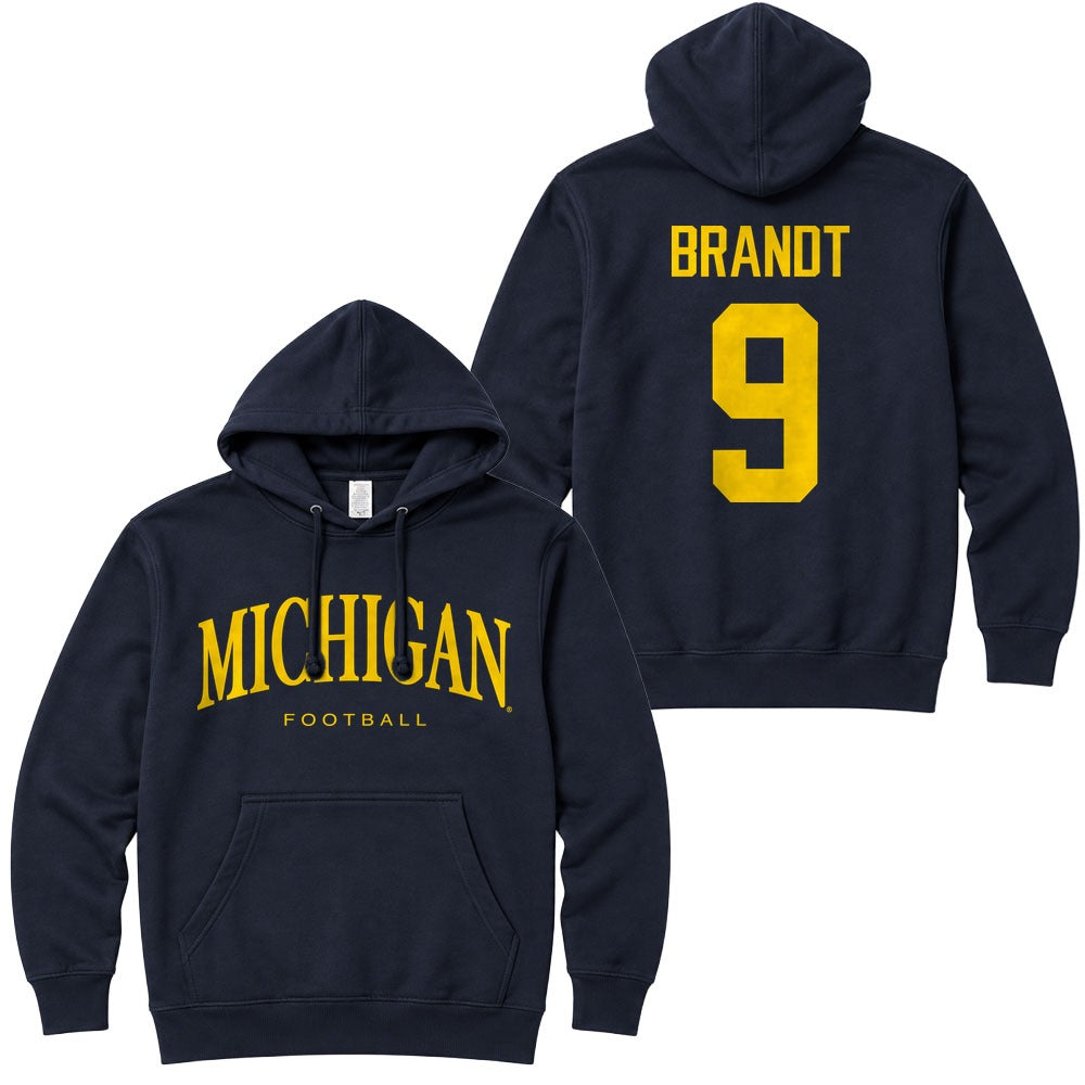 Valiant University of Michigan Football Cameron Brandt #9 Wordmark Hooded Sweatshirt