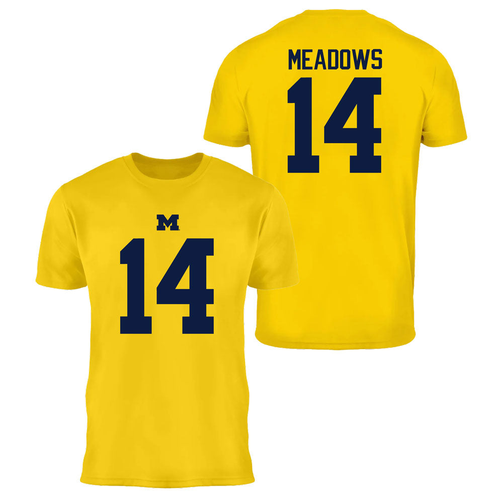 Valiant University of Michigan Football Carter Meadows #14 Jersey Tee