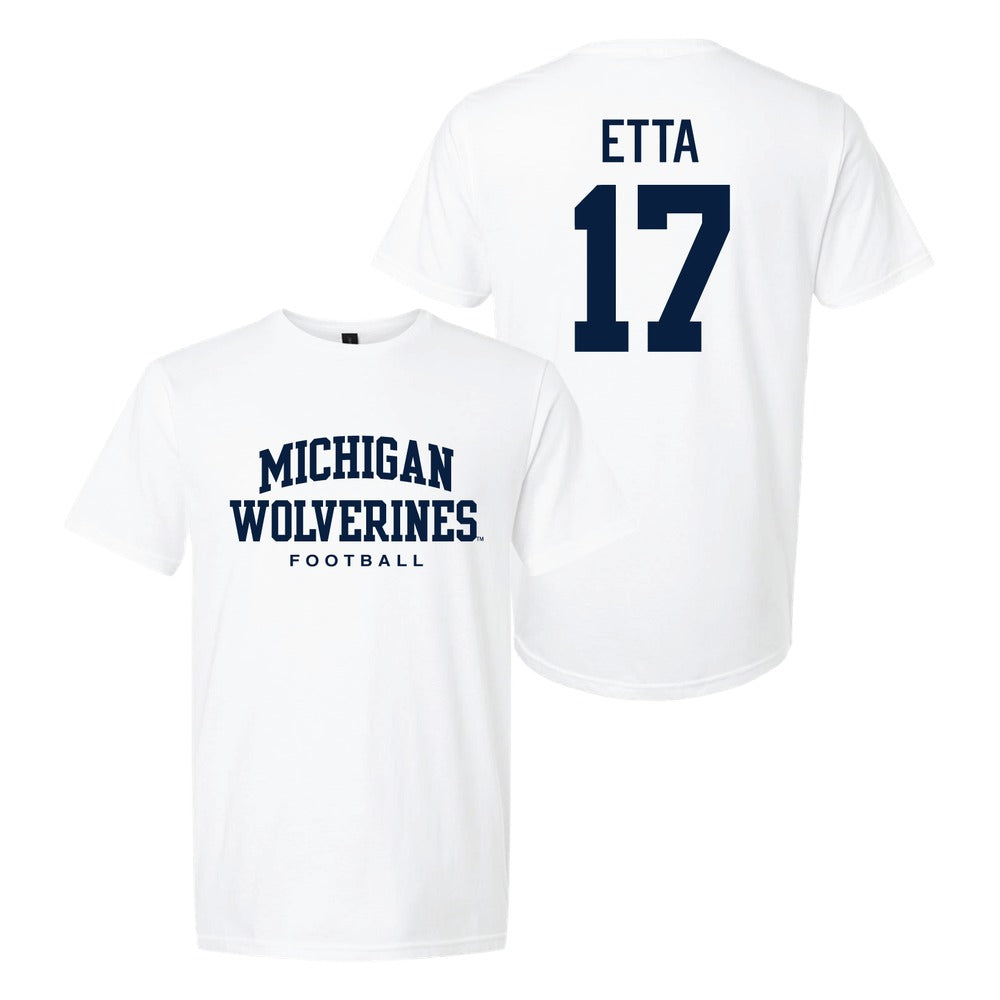 Valiant University of Michigan Football Enow Etta #17 Wolverines Sport Tee