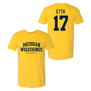 Valiant University of Michigan Football Enow Etta #17 Wolverines Sport Tee