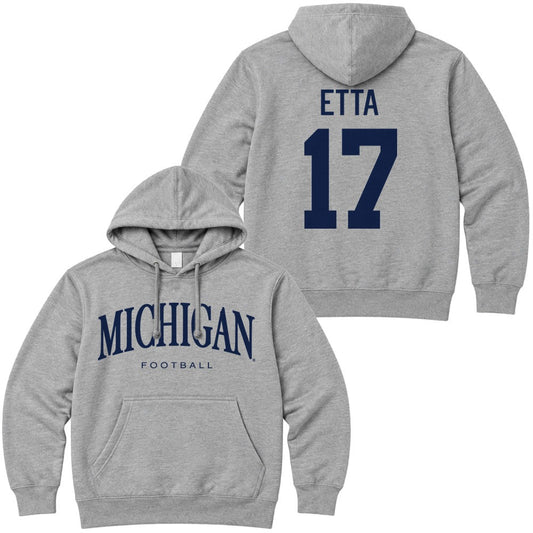 Valiant University of Michigan Football Enow Etta #17 Wordmark Hooded Sweatshirt