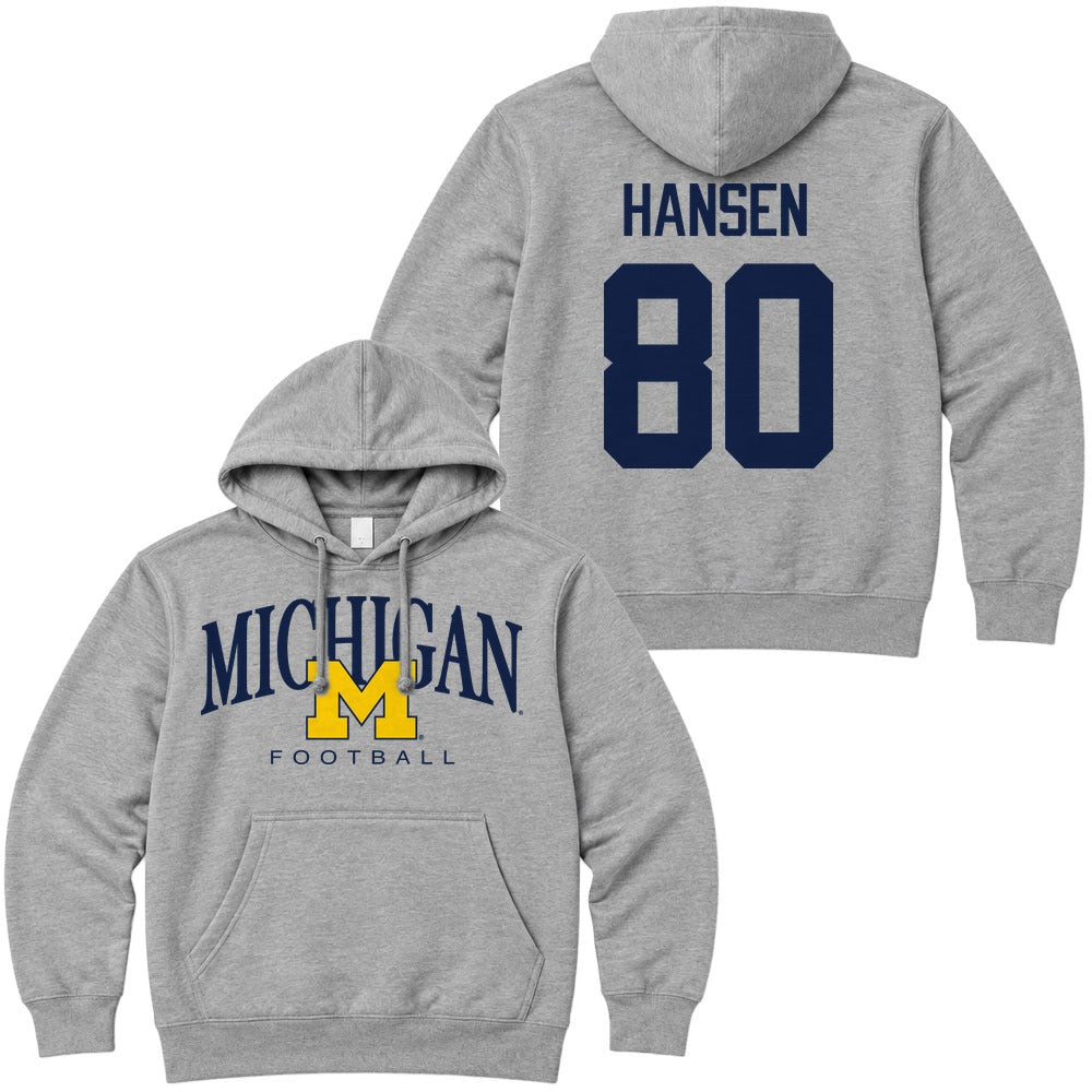 Valiant University of Michigan Football Hogan Hansen #80 M/Michigan Hooded Sweatshirt