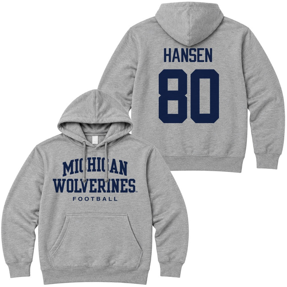Valiant University of Michigan Football Hogan Hansen #80 Wolverines Hooded Sweatshirt