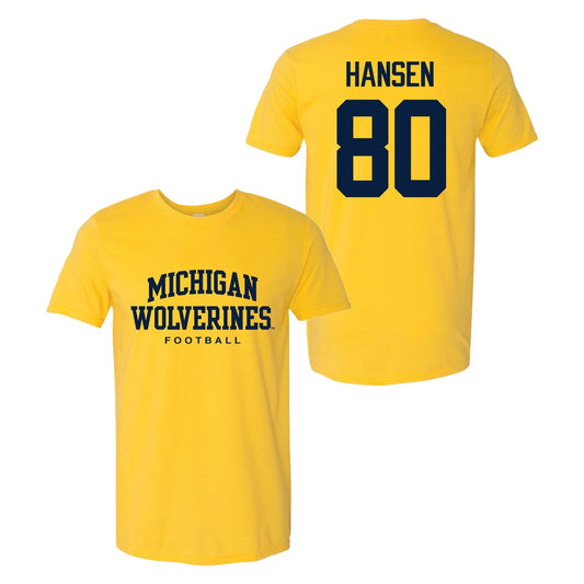 Valiant University of Michigan Football Hogan Hansen #80 Wolverines Sport Tee