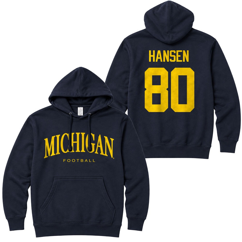 Valiant University of Michigan Football Hogan Hansen #80 Wordmark Hooded Sweatshirt