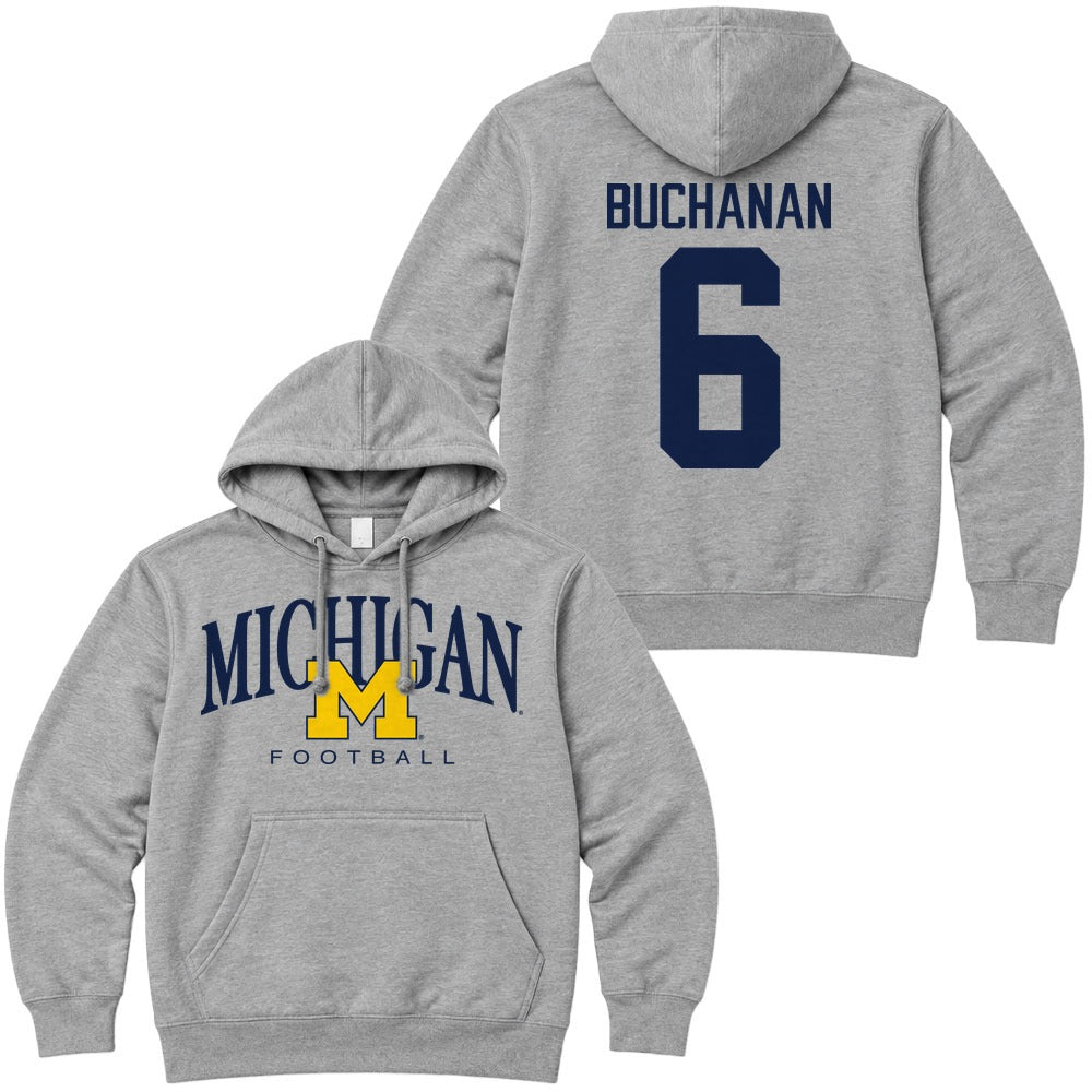 Valiant University of Michigan Football JJ Buchanan #6 M/Michigan Hooded Sweatshirt
