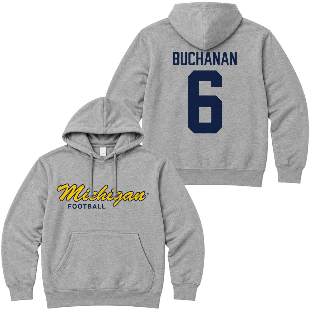 Valiant University of Michigan Football JJ Buchanan #6 Script Michigan Hooded Sweatshirt
