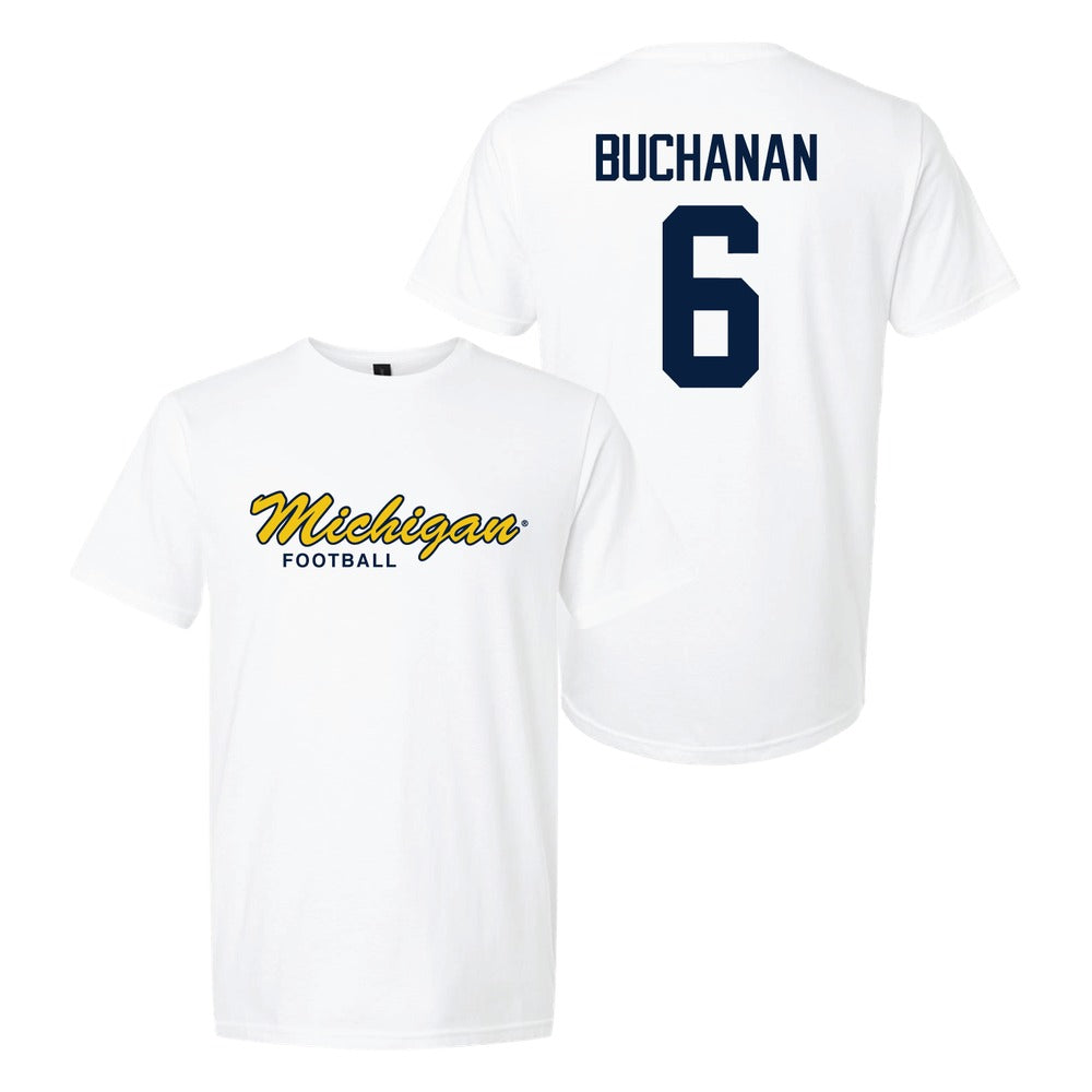 Valiant University of Michigan Football JJ Buchanan #6 Script Michigan Sport Tee