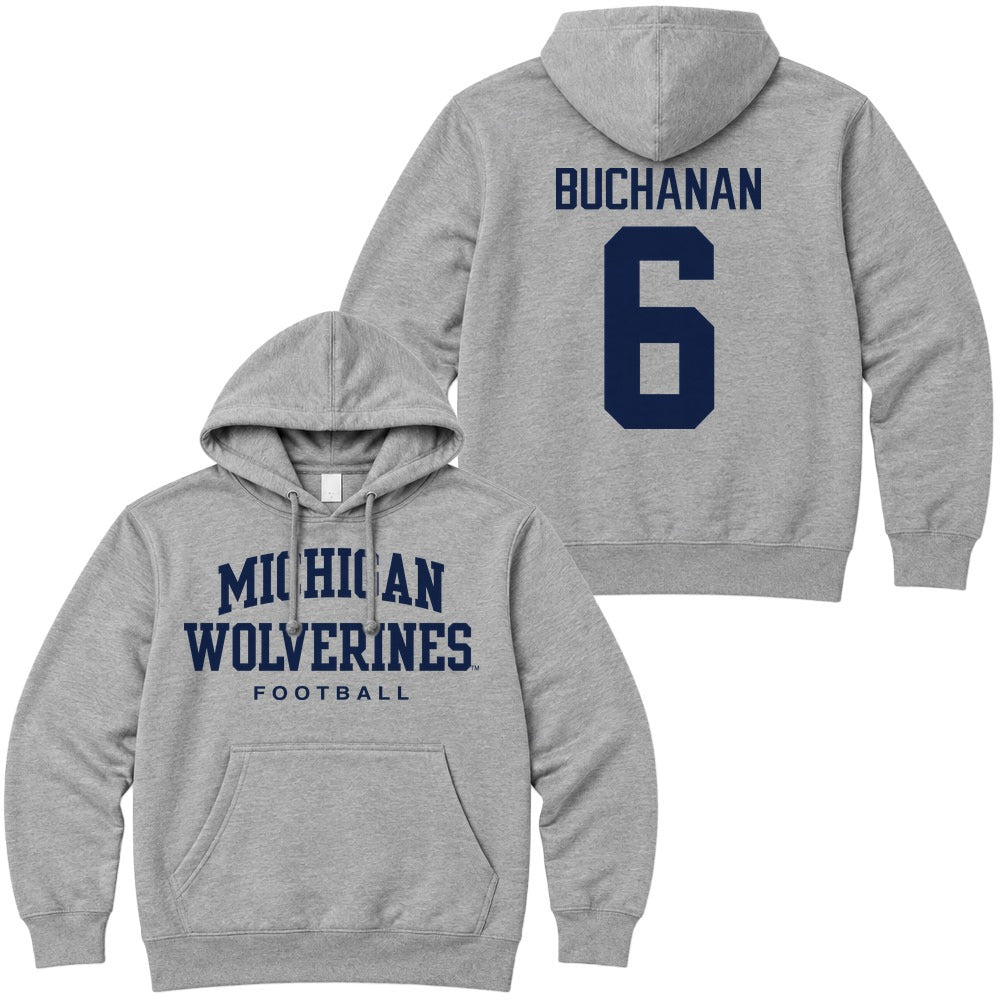 Valiant University of Michigan Football JJ Buchanan #6 Wolverines Hooded Sweatshirt