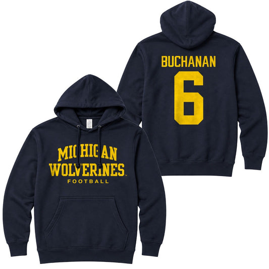 Valiant University of Michigan Football JJ Buchanan #6 Wolverines Hooded Sweatshirt