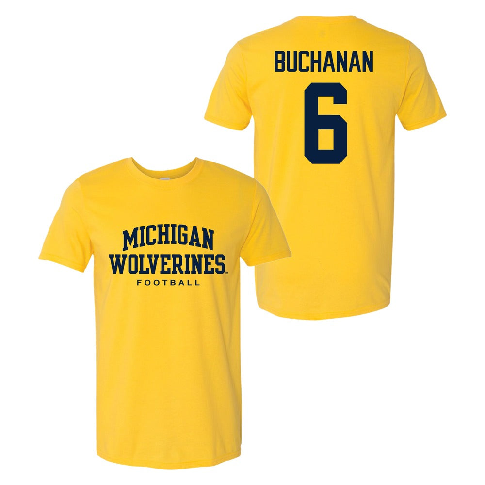 Valiant University of Michigan Football JJ Buchanan #6 Wolverines Sport Tee