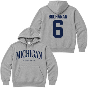 Valiant University of Michigan Football JJ Buchanan #6 Wordmark Hooded Sweatshirt