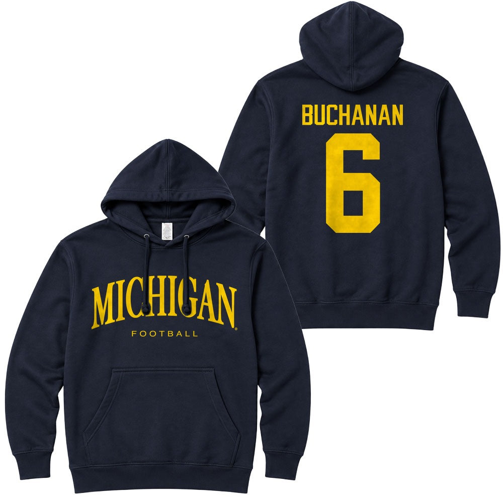 Valiant University of Michigan Football JJ Buchanan #6 Wordmark Hooded Sweatshirt