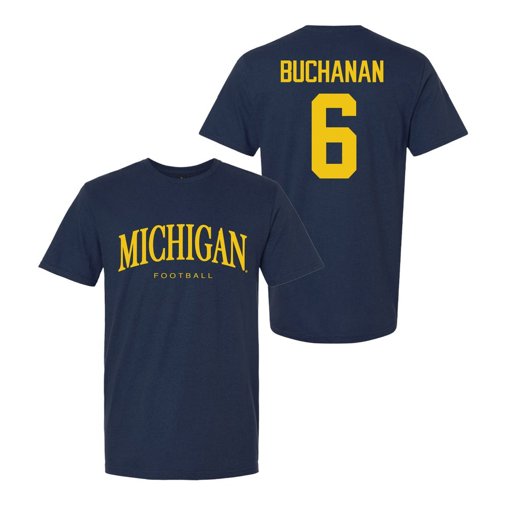 Valiant University of Michigan Football JJ Buchanan #6 Wordmark Sport Tee