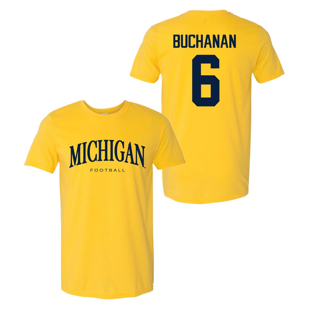 Valiant University of Michigan Football JJ Buchanan #6 Wordmark Sport Tee