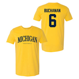 Valiant University of Michigan Football JJ Buchanan #6 Wordmark Sport Tee