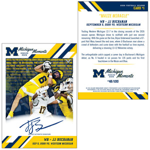 Valiant University of Michigan Football JJ Buchanan Autographed 2026 Michigan Moments Trading Card vs. WMU [AVAILABLE WEDNESDAY, SEPTEMBER 9 AT 10:00 AM ET]