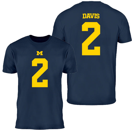 Valiant University of Michigan Football Jadyn Davis #2 Navy Jersey Tee