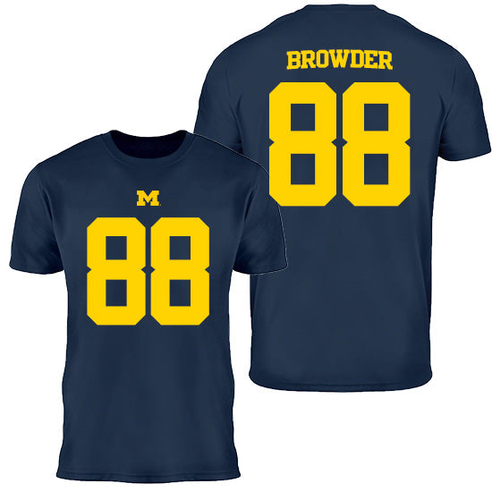Valiant University of Michigan Football Jamar Browder #88 Navy Jersey Tee
