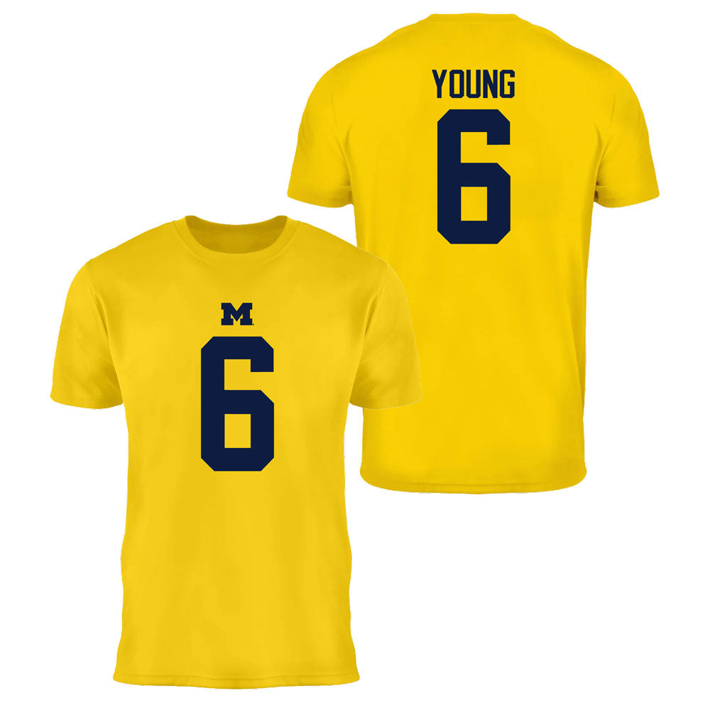 Valiant University of Michigan Football Jordan Young #6 Jersey Tee