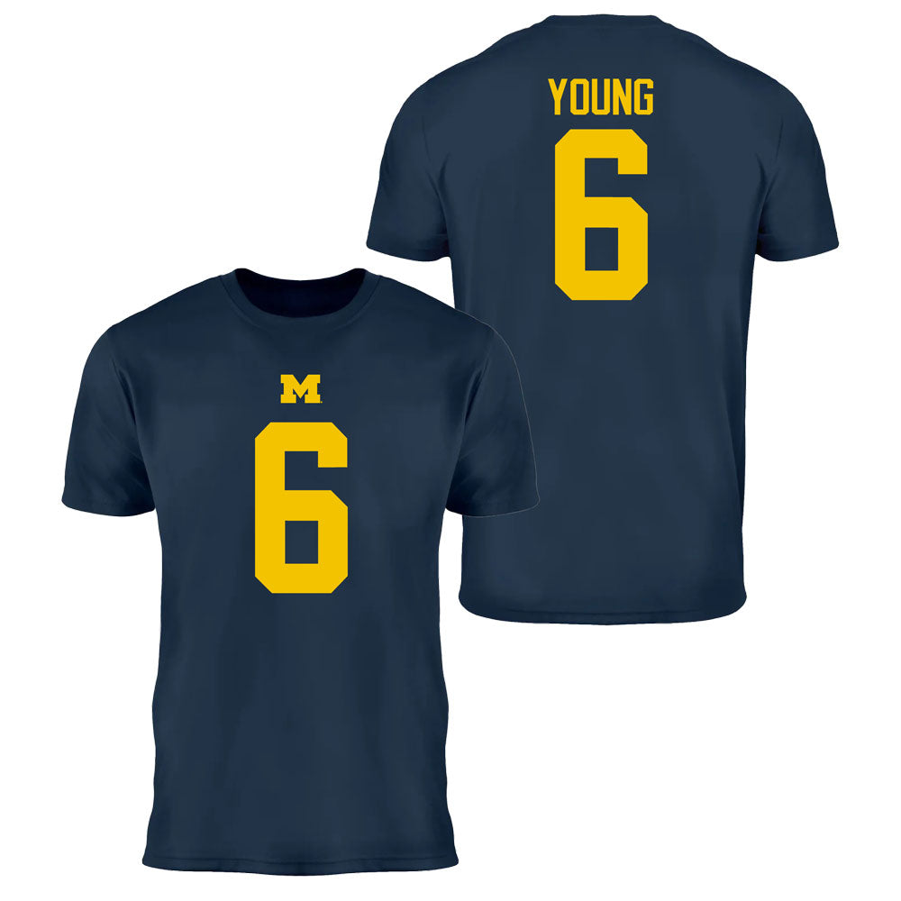 Valiant University of Michigan Football Jordan Young #6 Jersey Tee