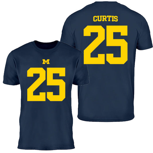Valiant University of Michigan Football Mason Curtis #25 Navy Jersey Tee