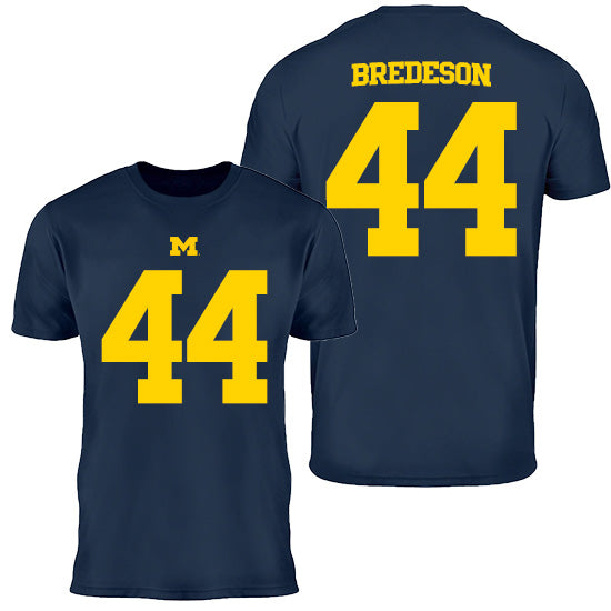 Valiant University of Michigan Football Max Bredeson #44 Navy Jersey Tee