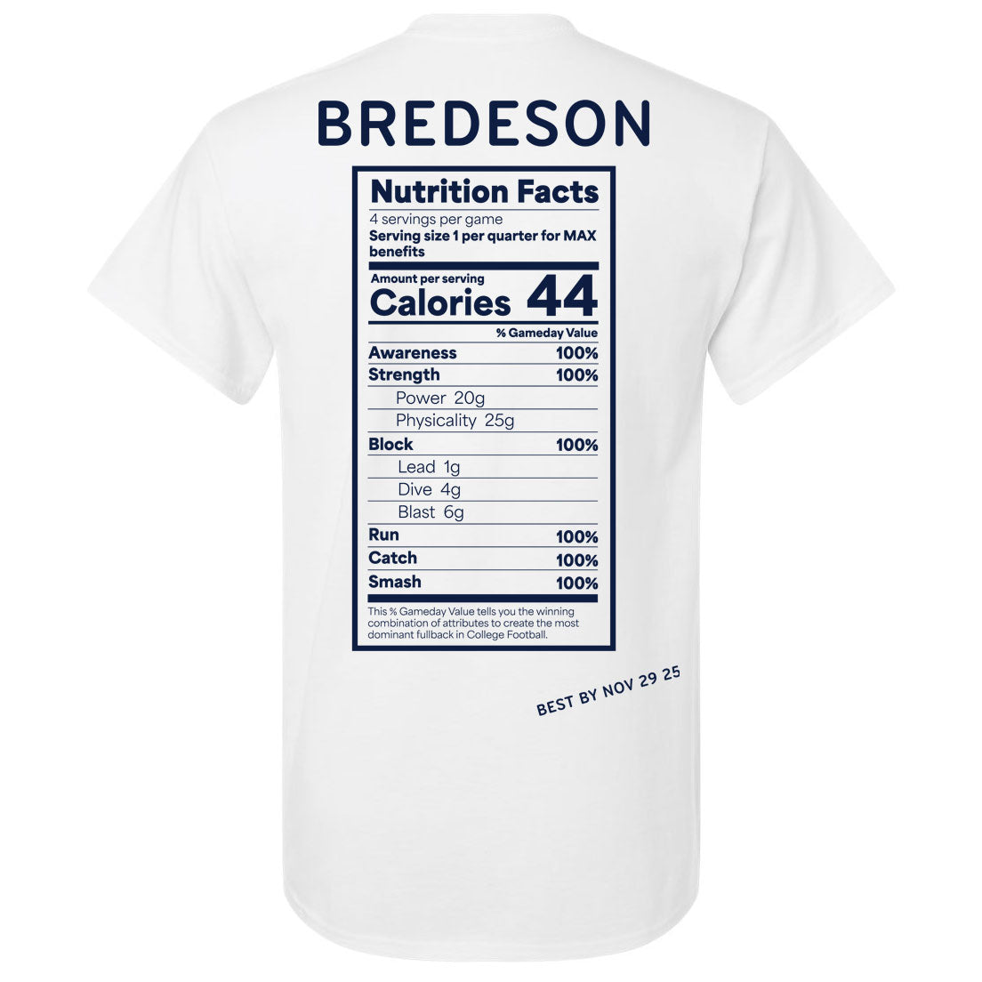 Valiant University of Michigan Football Max Bredeson "Wonder Bredeson" Left Chest Tee - White Back
