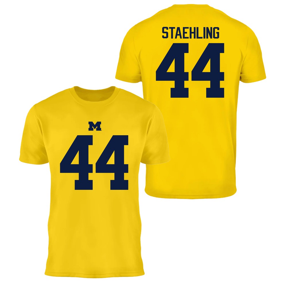 Valiant University of Michigan Football Nathaniel Staehling #44 Jersey Tee