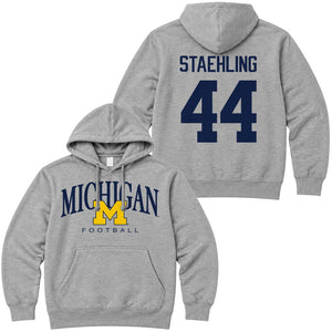 Valiant University of Michigan Football Nathaniel Staehling #44 M/Michigan Hooded Sweatshirt