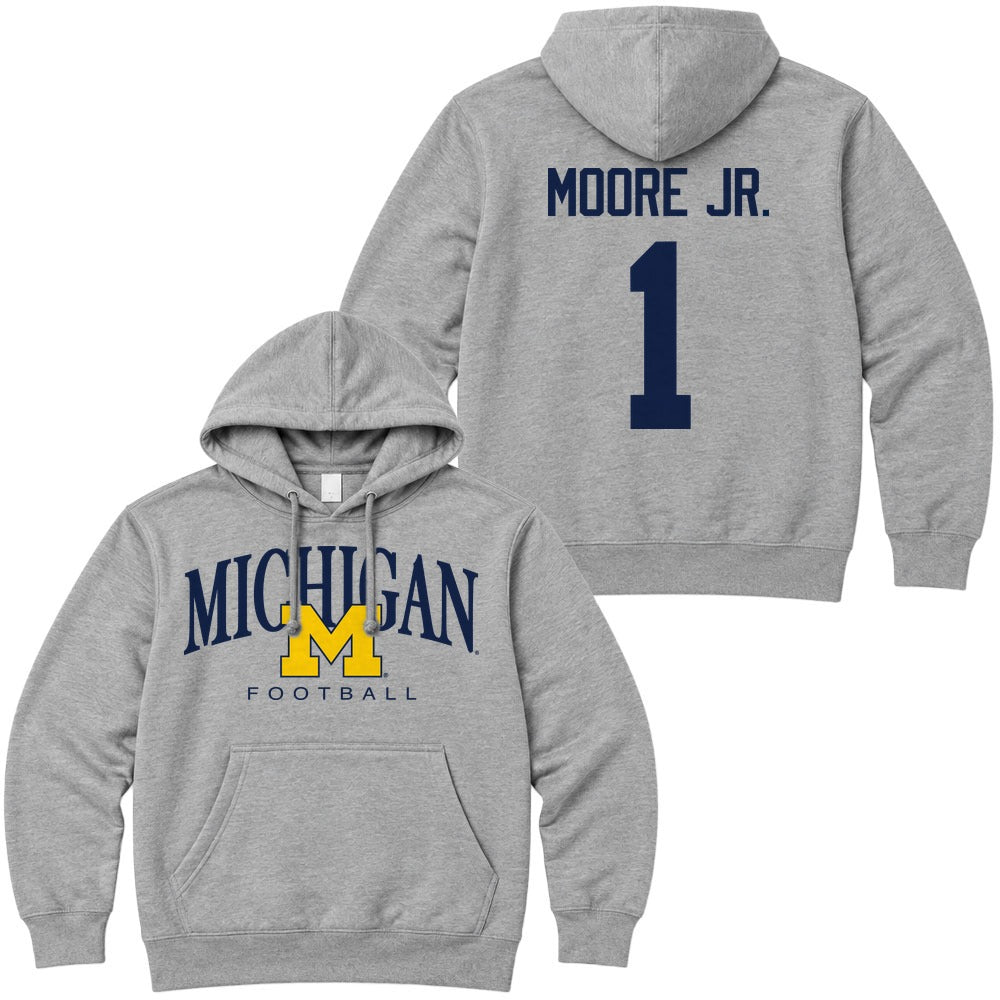 Valiant University of Michigan Football Rod Moore #1 M/Michigan Hooded Sweatshirt