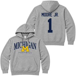 Valiant University of Michigan Football Rod Moore #1 M/Michigan Hooded Sweatshirt