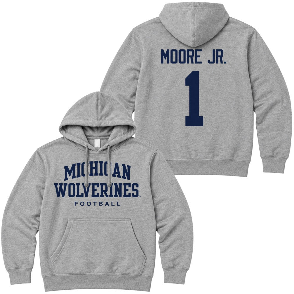 Valiant University of Michigan Football Rod Moore #1 Wolverines Hooded Sweatshirt