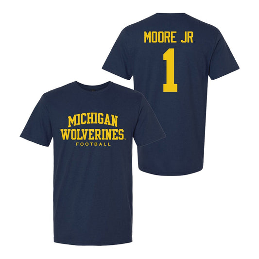 Valiant University of Michigan Football Rod Moore #1 Wolverines Sport Tee