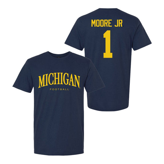 Valiant University of Michigan Football Rod Moore #1 Wordmark Sport Tee