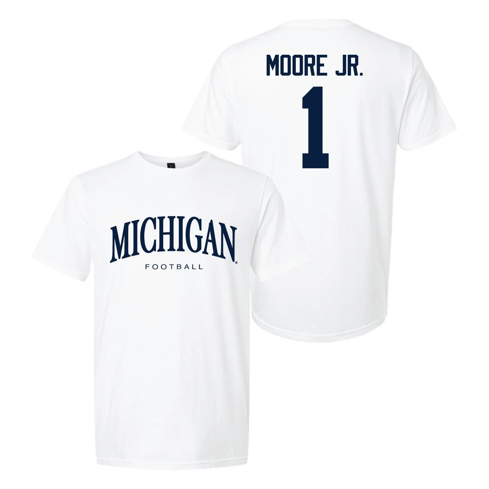 Valiant University of Michigan Football Rod Moore #1 Wordmark Sport Tee