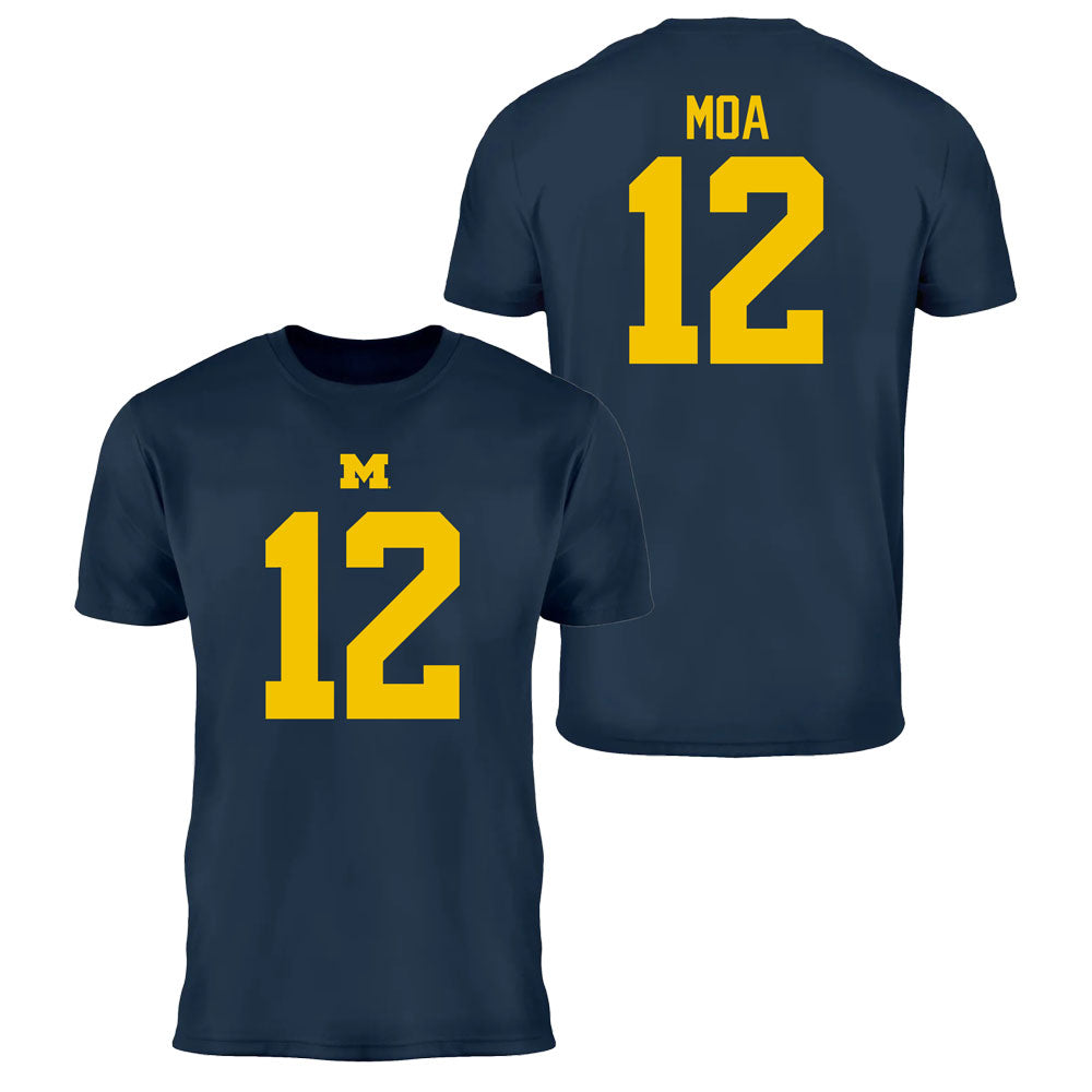 Valiant University of Michigan Football Salesi Moa #12 Jersey Tee