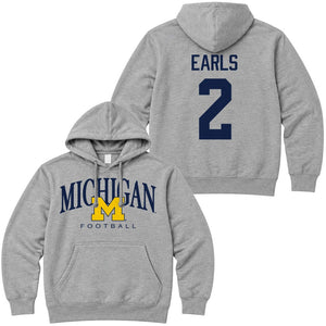 Valiant University of Michigan Football Shamari Earls #2 M/Michigan Hooded Sweatshirt