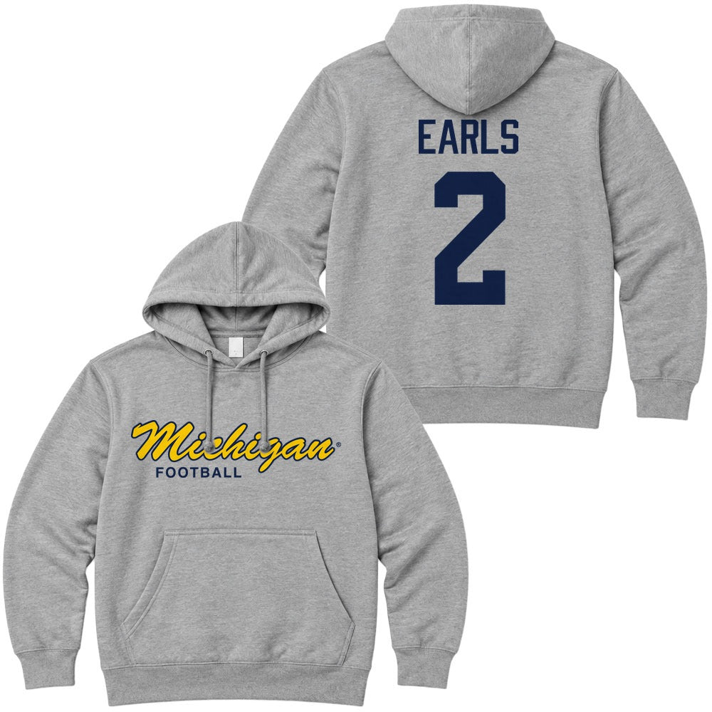 Valiant University of Michigan Football Shamari Earls #2 Script Michigan Hooded Sweatshirt