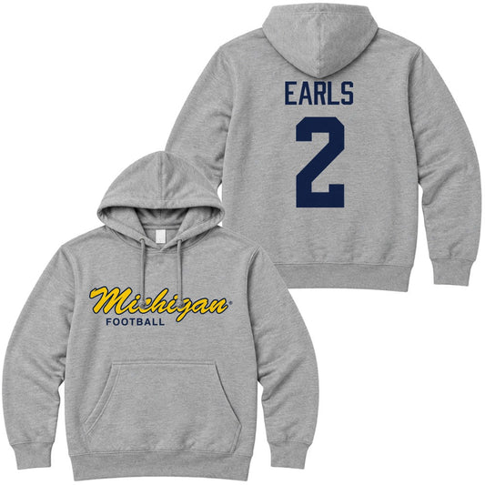 Valiant University of Michigan Football Shamari Earls #2 Script Michigan Hooded Sweatshirt