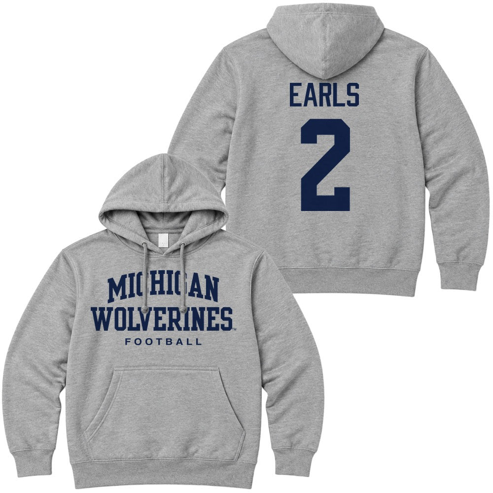 Valiant University of Michigan Football Shamari Earls #2 Wolverines Hooded Sweatshirt